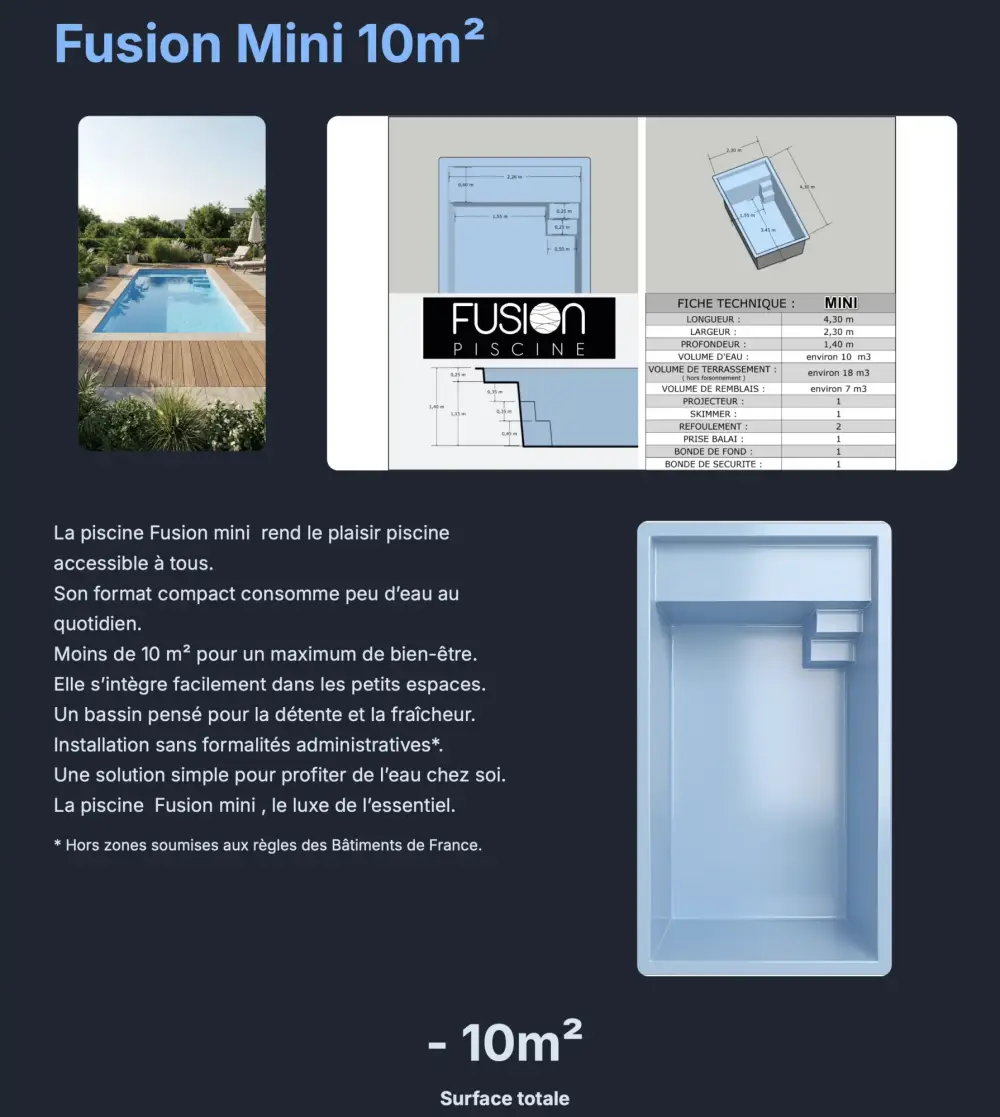 Fusion Mini ( 4,30 x 2,30 x 1,40 m )