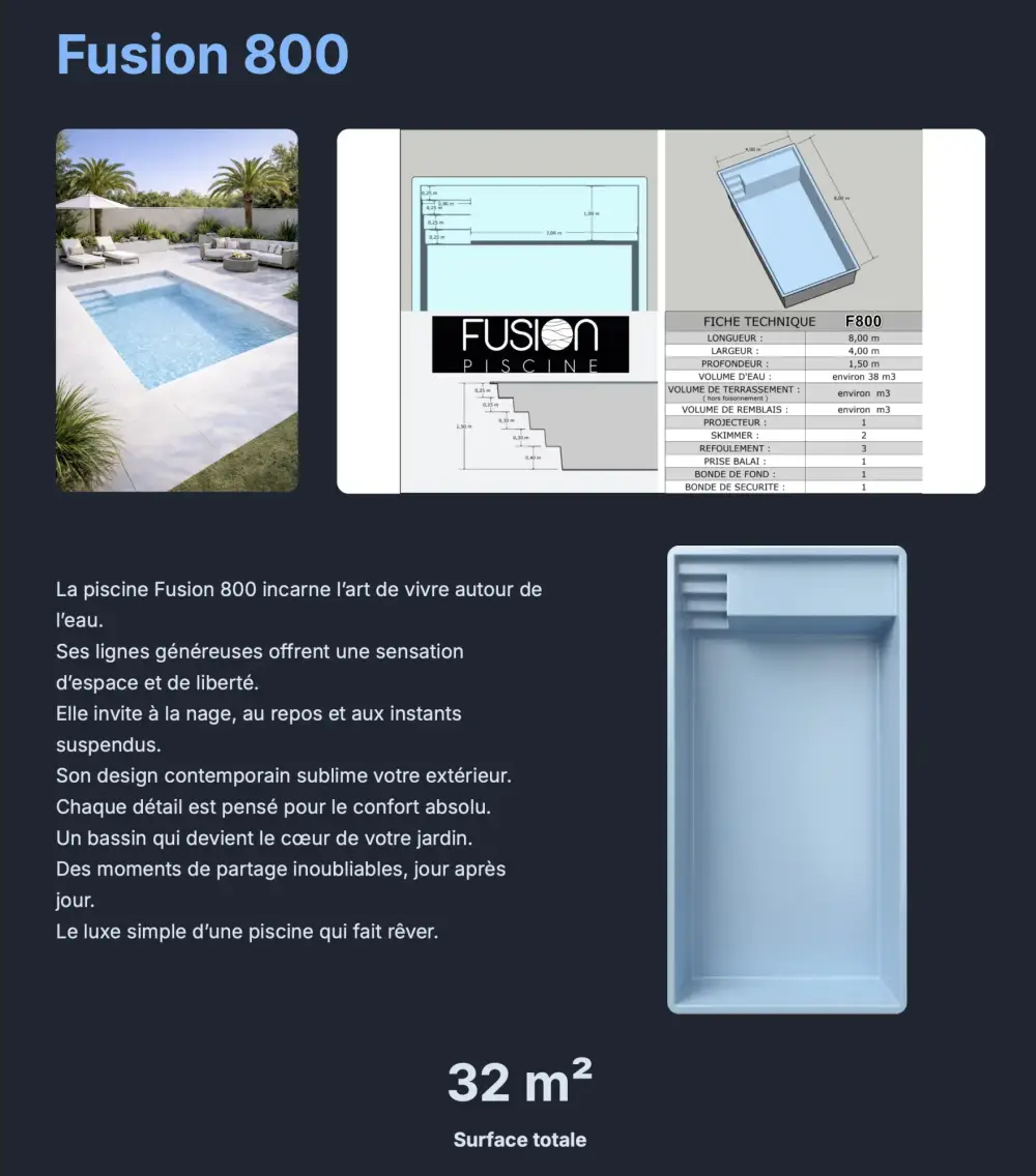 Fusion 800 ( 8 x 4 x 1,50 m )