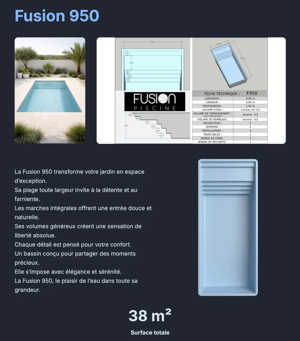 Fusion 950 ( 9,50 x 4 x 1,50 m )